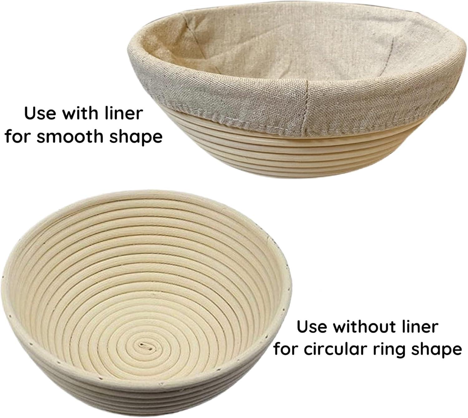 9 Inch Round Natural Rattan Bread Proofing Basket Set