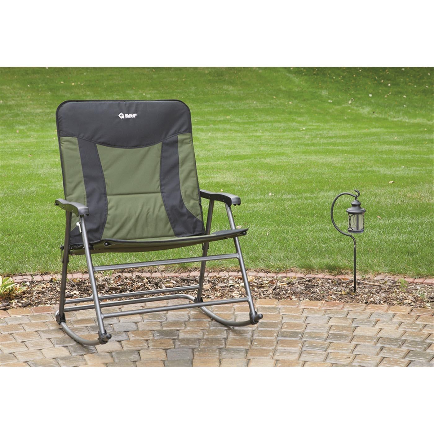 Guide Gear Oversized XXL Rocking Camp Chair, 600-lb. Capacity, Green/Black Hunter Green/Black