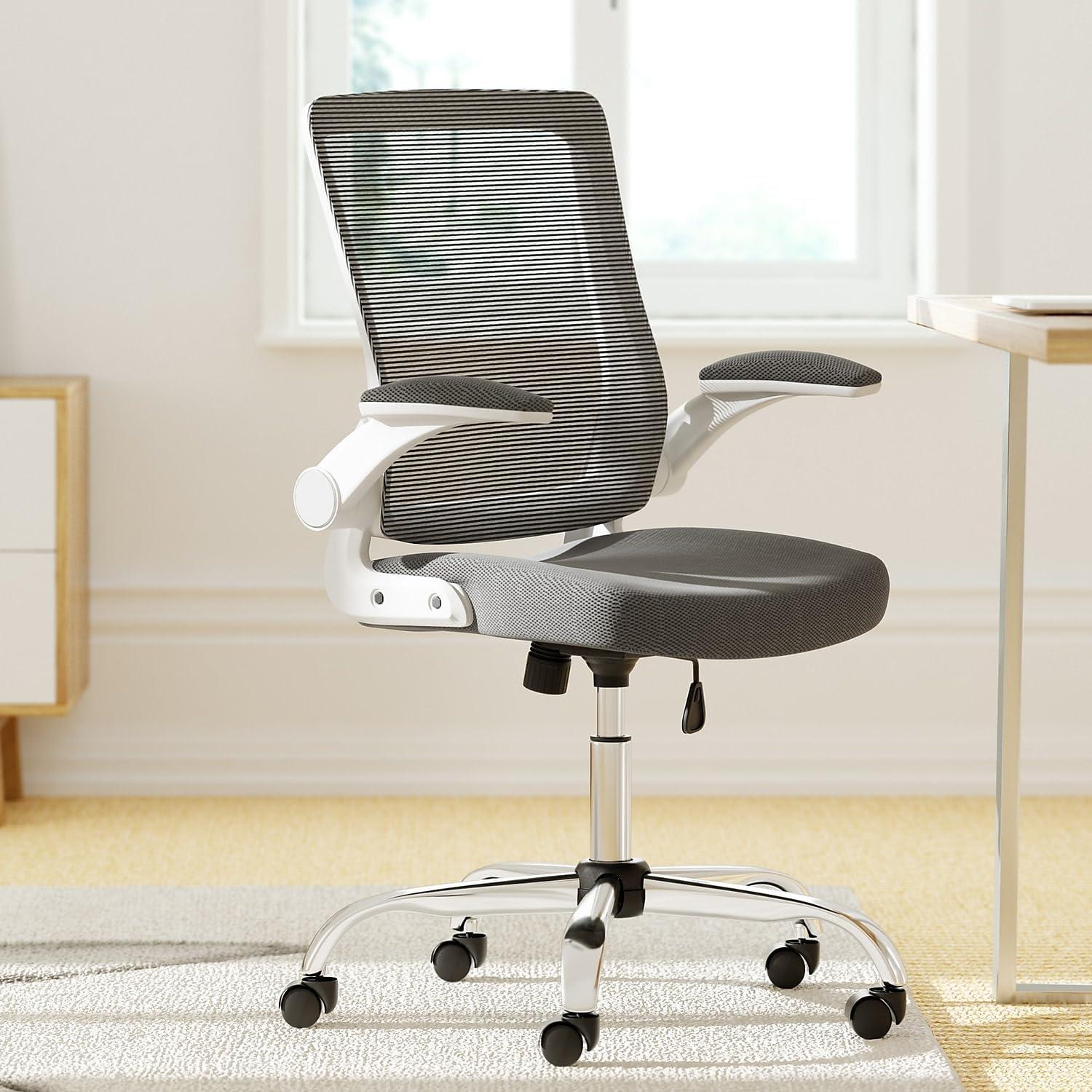 Modern Gray Mesh Ergonomic Office Chair with Adjustable Arms