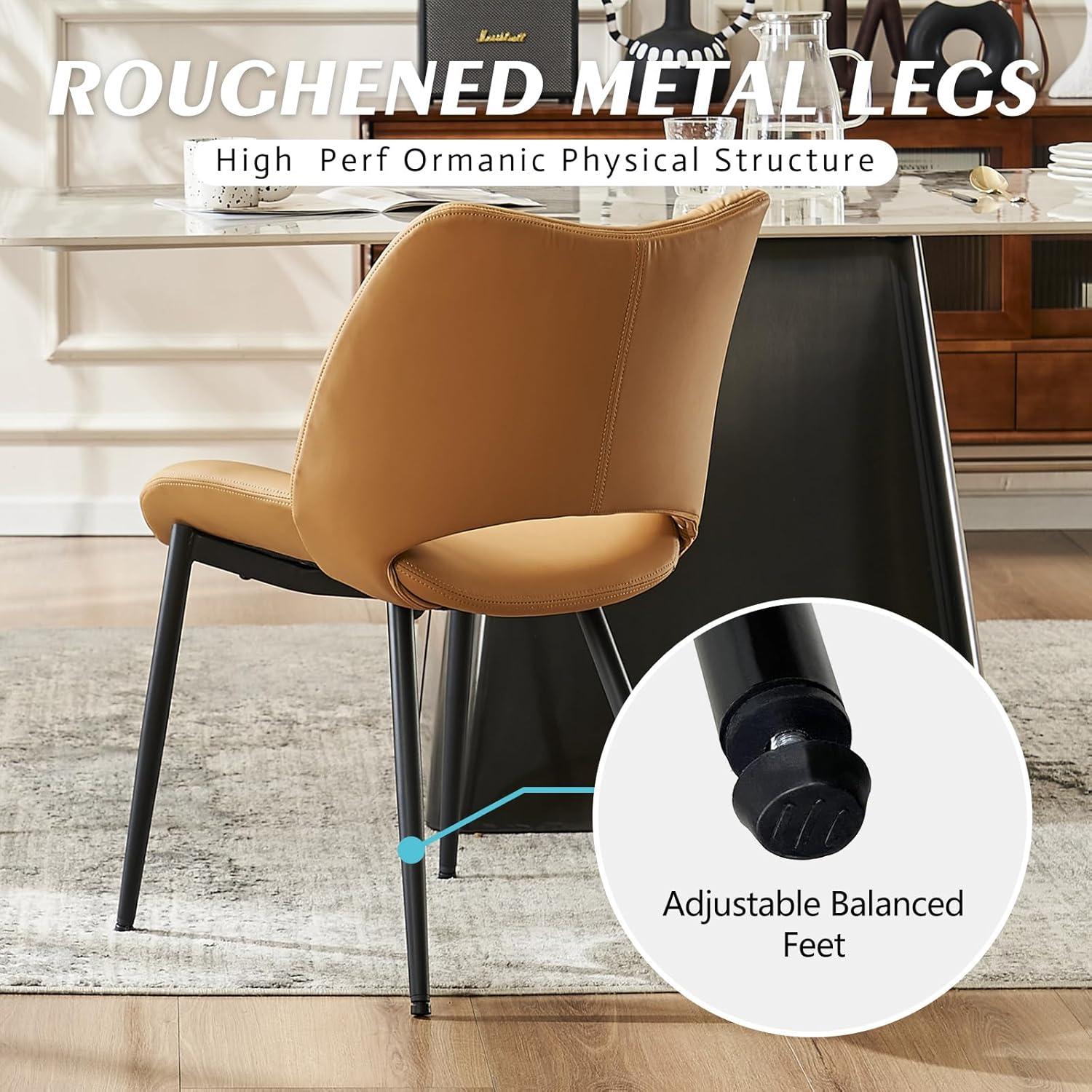 Mackensie Upholstered Dining Chairs Faux Leather Kitchen Chairs with Metal Legs