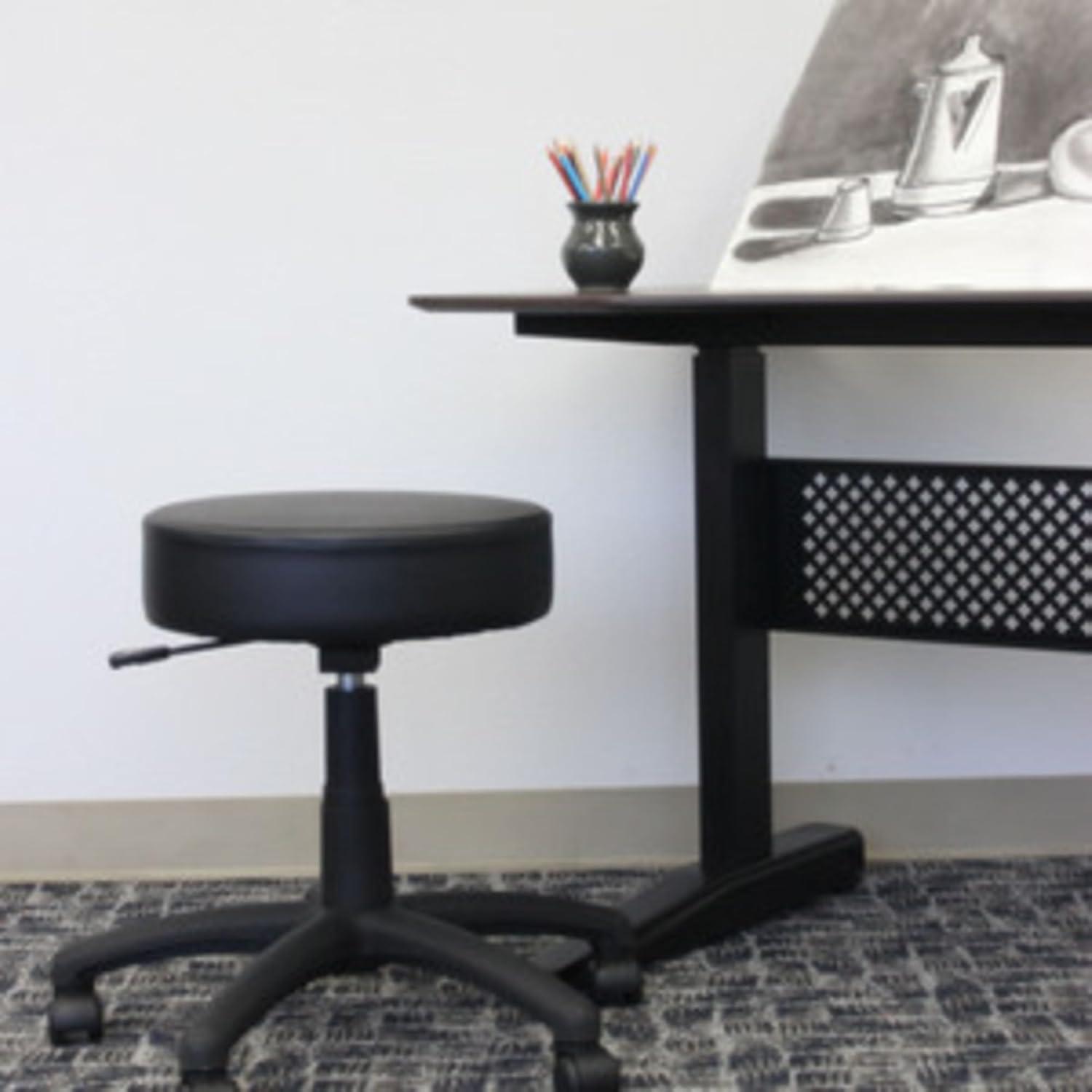 Boss Office Products Dot Faux Leather Swivel Drafting Stool in Black