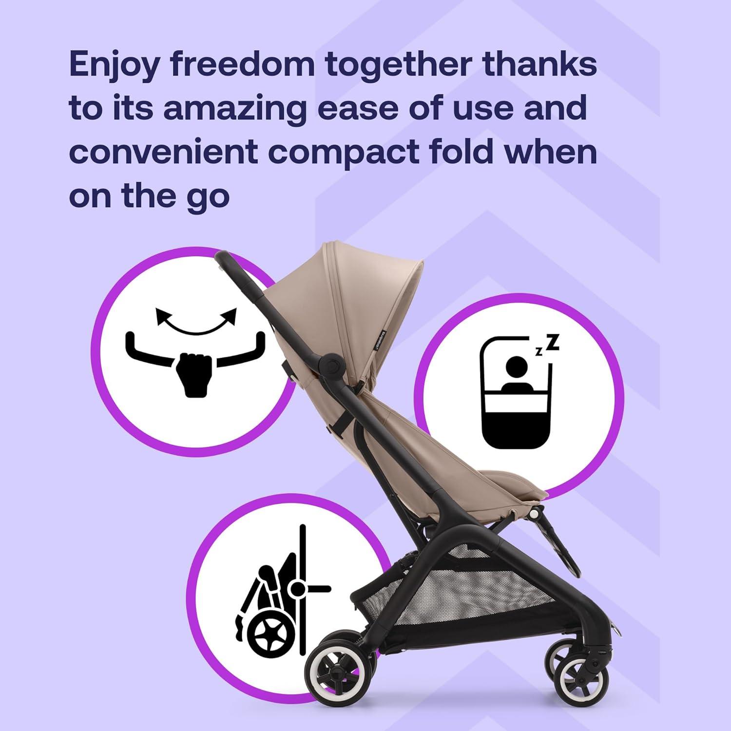 Desert Taupe Ultra-Compact Lightweight Stroller with Adjustable Canopy