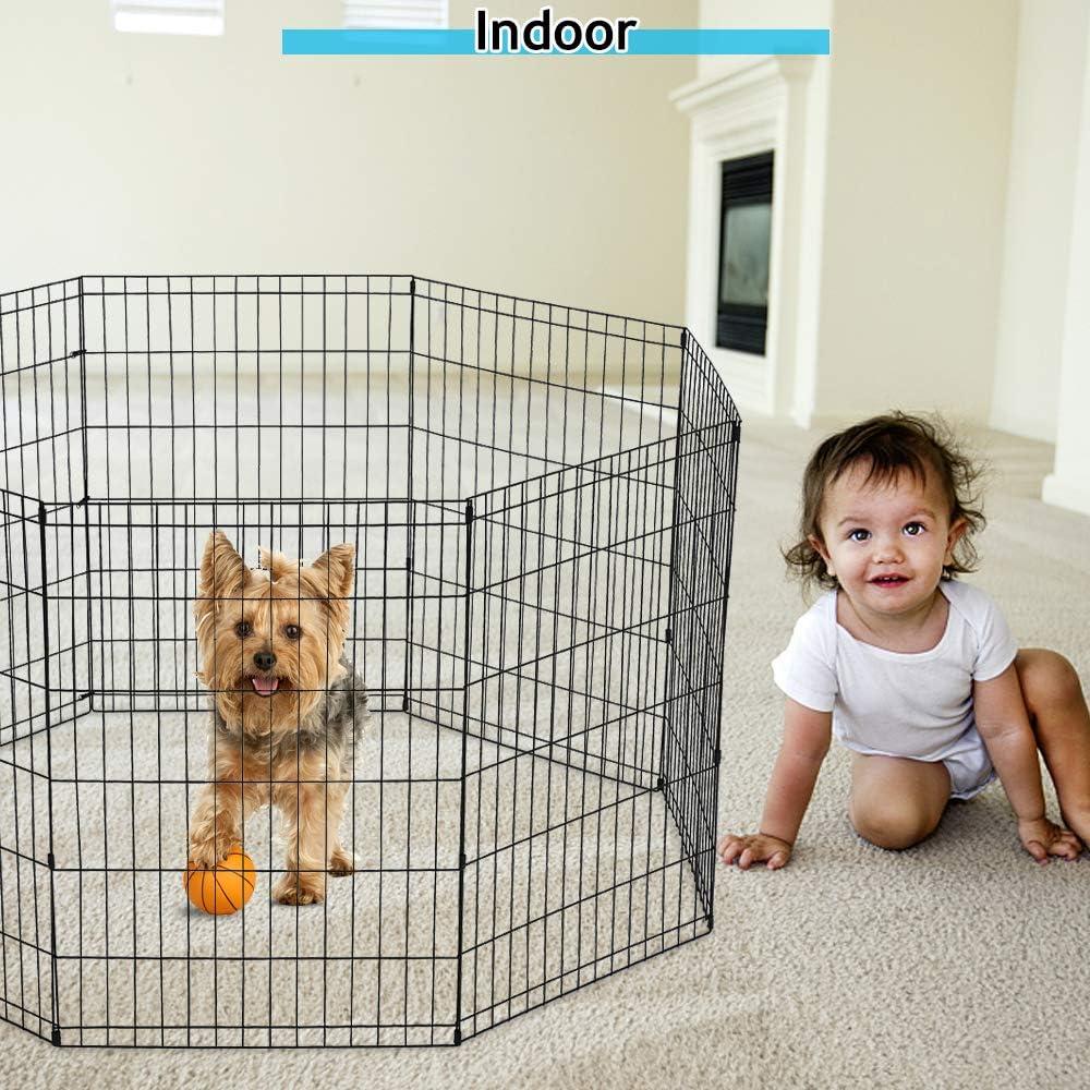 Dkeli Dog Fence Outdoor Dog Playpens for Small Dogs, Portable, Foldable,24 inch
