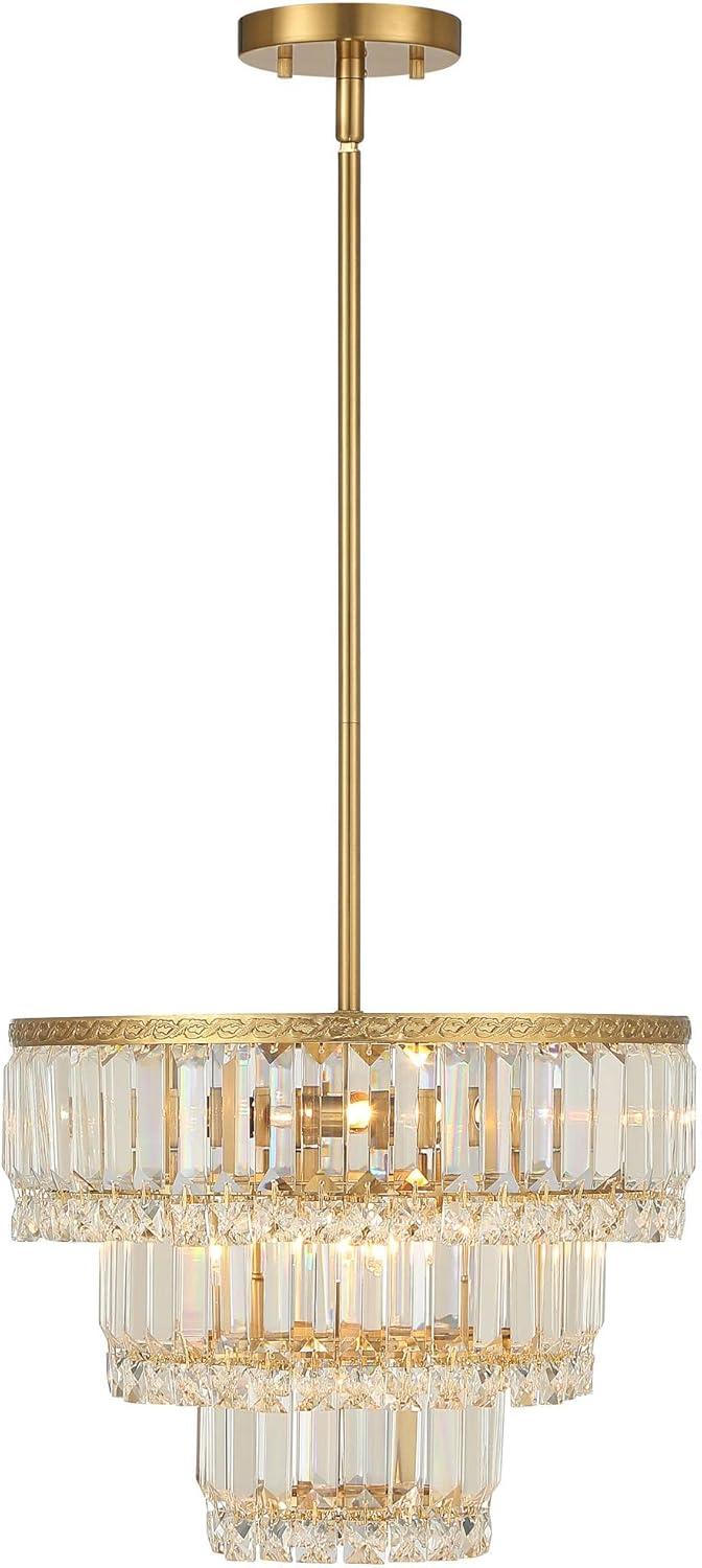 Vienna Full Spectrum Magnificence Soft Gold Chandelier 14 1/2" Wide Modern Faceted Crystal Glass 7-Light LED Fixture for Dining Room Kitchen Island