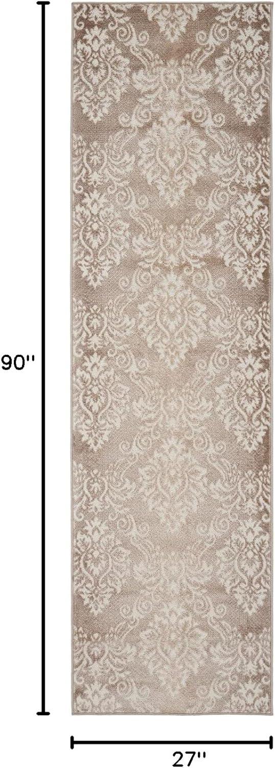 Nourison Elation ETN03 Indoor only Area Rug - Ivory Mocha 2'3" x 7'6"