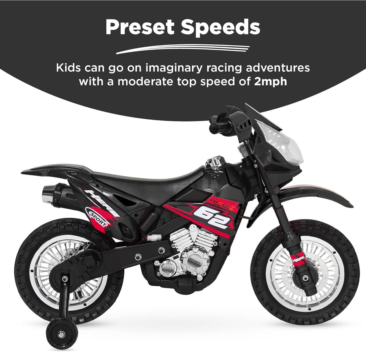 Best Choice Products 6V Kids Electric Battery Powered Ride On Motorcycle w/ Training Wheels, Lights, Music