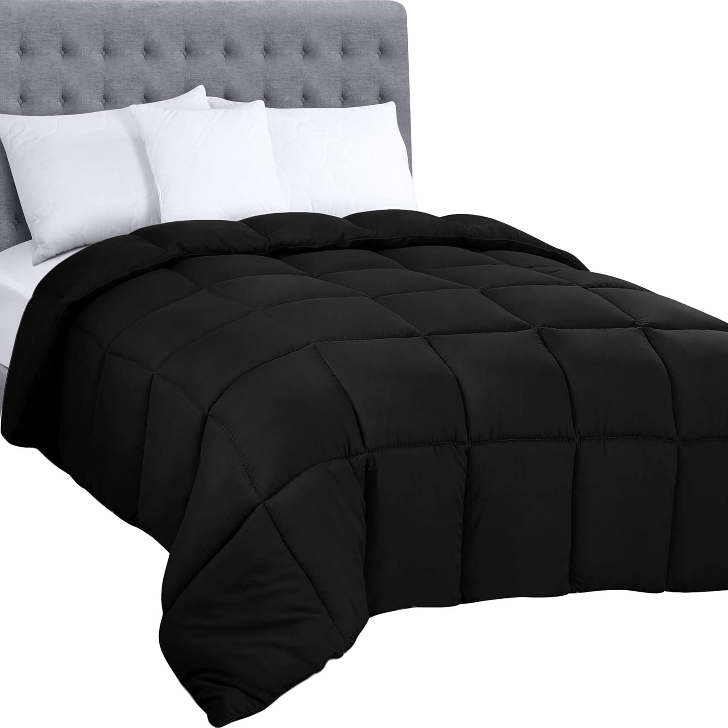 Utopia Bedding Comforters King Size, All Season Duvet Insert, Down Alternative Box Stitched Bed Comforter with Corner Tabs, Machine Washable (Black)