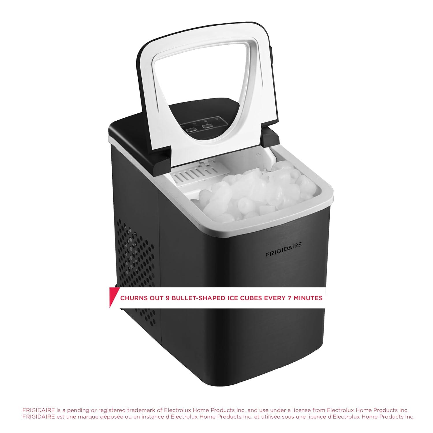 Frigidaire 26 Lbs per Day Portable Compact Maker, Ice Making Machine, Black Stainless, Medium