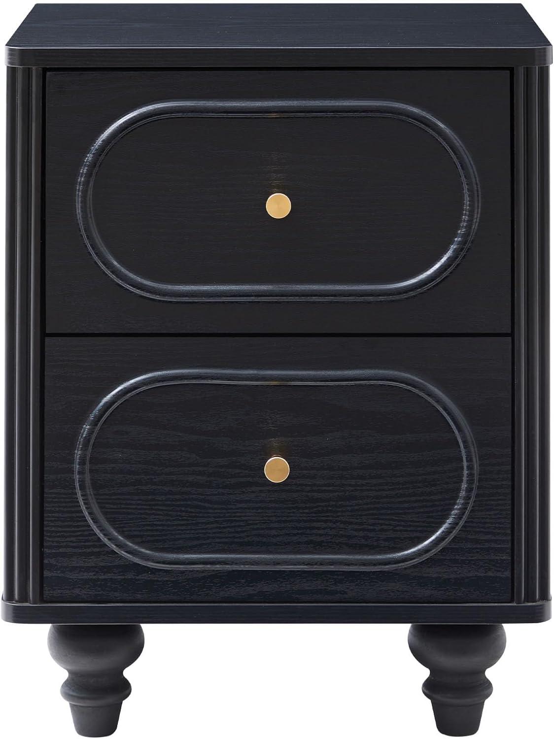 Canora Grey 2 Drawer Fluted Nightstand Set Of 2, Mid Century Modern Farmhous...
