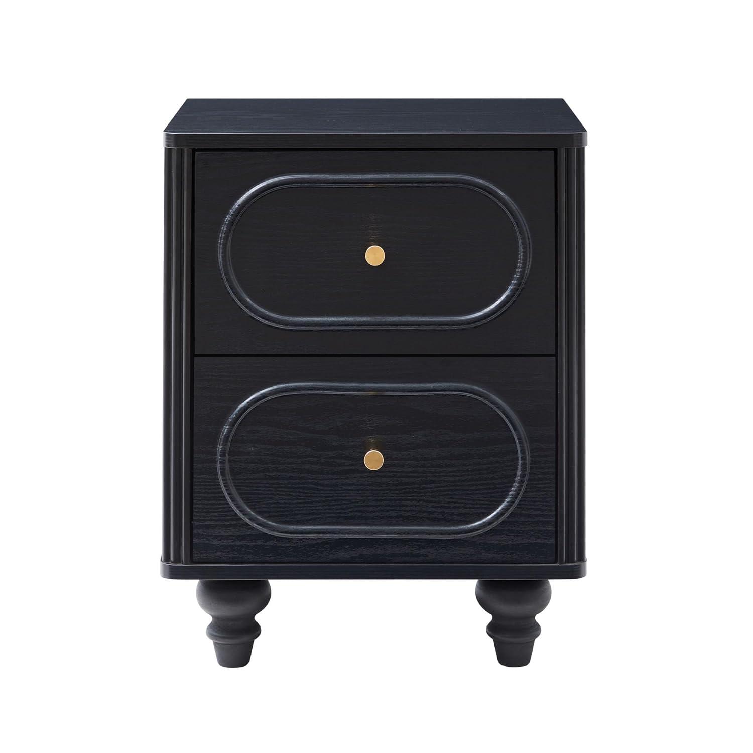 Canora Grey 2 Drawer Fluted Nightstand Set Of 2, Mid Century Modern Farmhous...