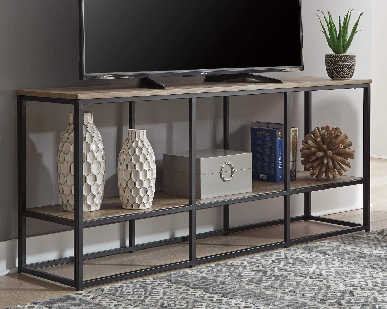 Wadeworth 65" Black and Brown Industrial TV Stand