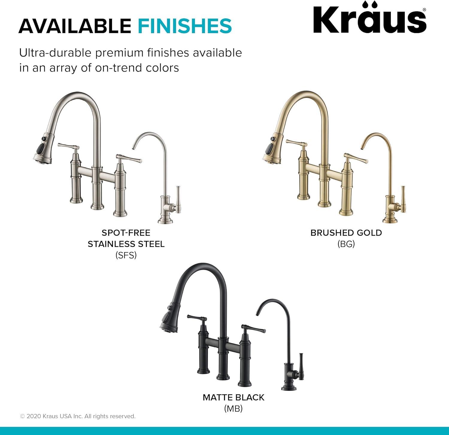 Kraus Allyn Transitional Bridge Kitchen Faucet and Water Filter Faucet Combo