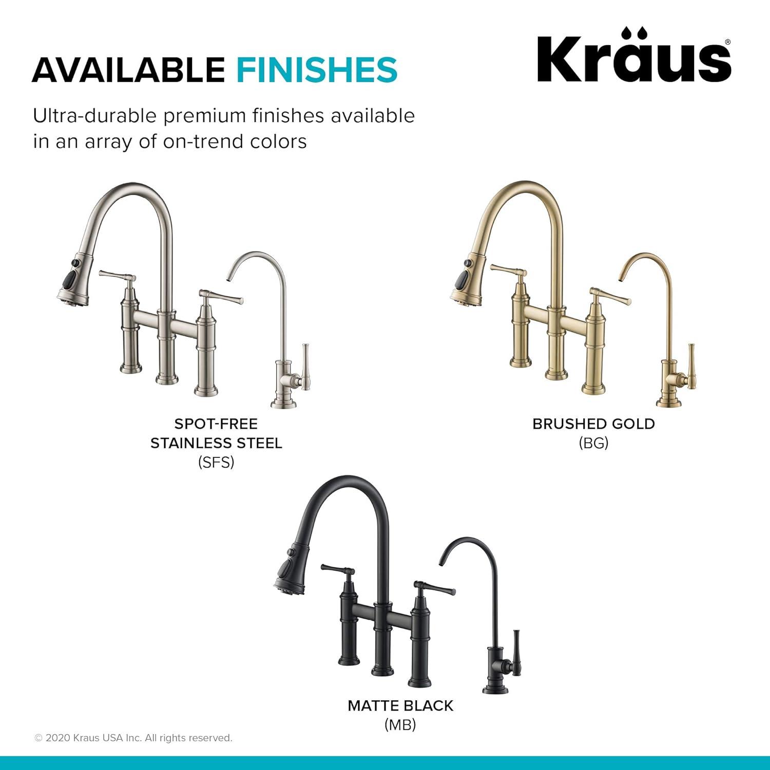 Kraus Allyn Transitional Bridge Kitchen Faucet and Water Filter Faucet Combo