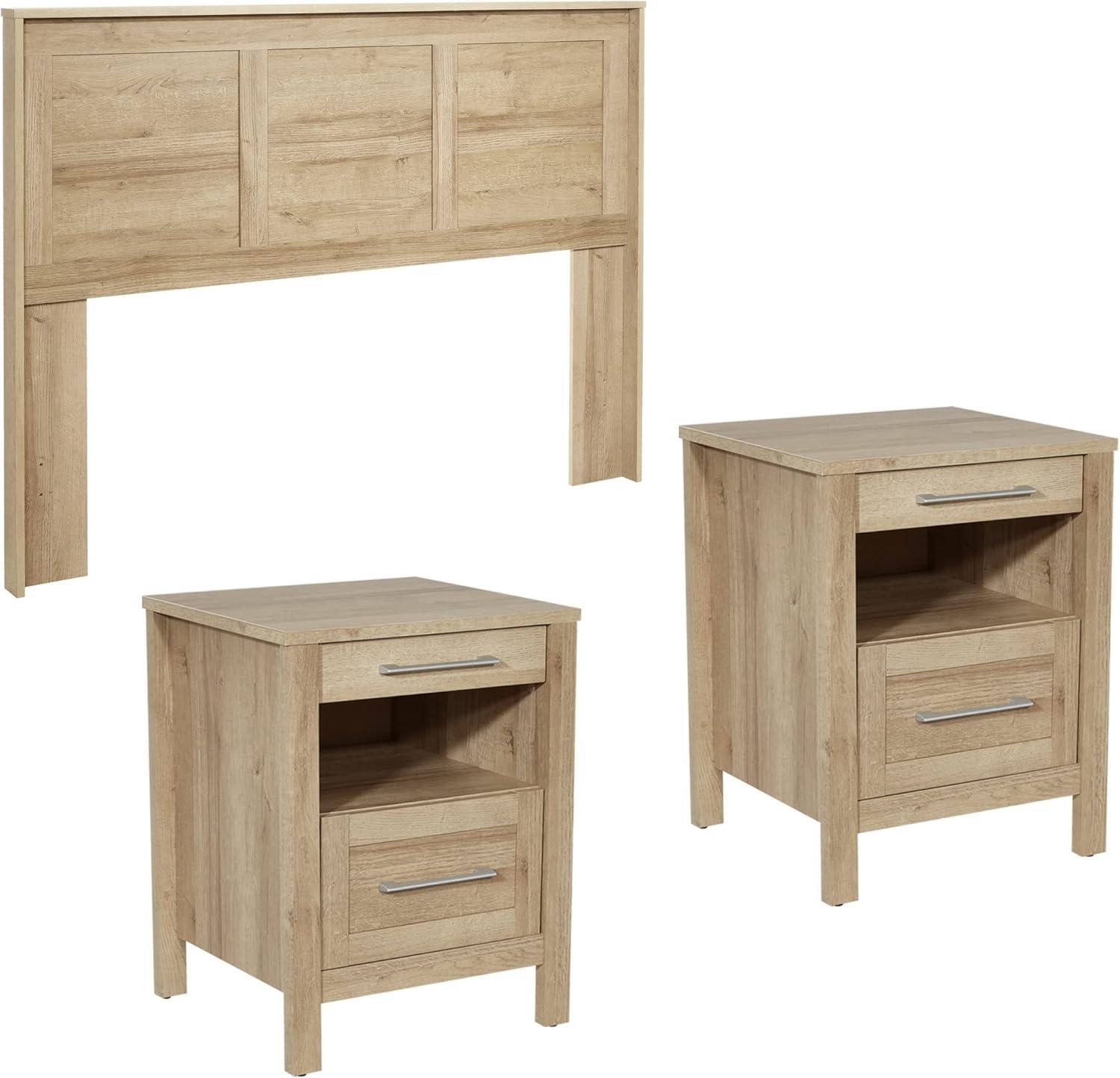 Canyon Oak Queen/Full Headboard and Nightstands Bedroom Set