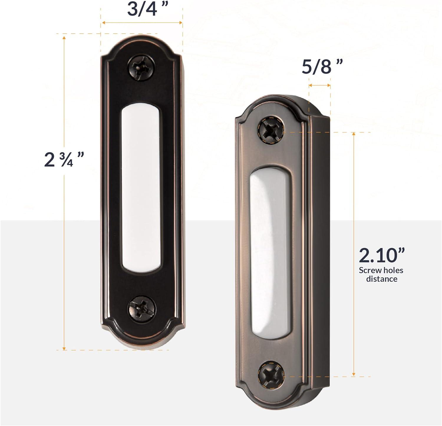 Newhouse Hardware LED Lighted Metal Door Chime Push Button (Oil-Rubbed Bronze) | Surface Mount Lighted Door Bell Button | Replacement Wired Doorbell Button for Most Door Bell Chimes