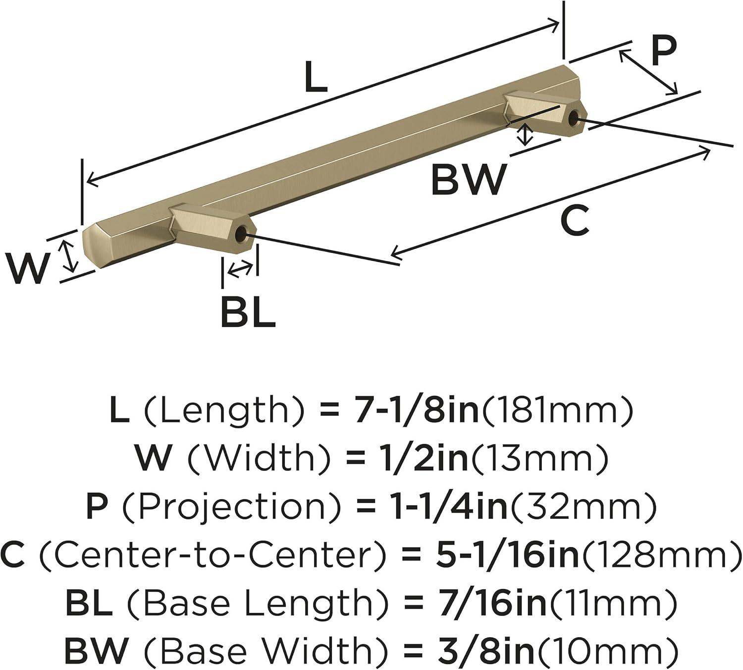 Amerock Caliber 5-1/16 inch (128mm) Center-to-Center Golden Champagne Cabinet Pull