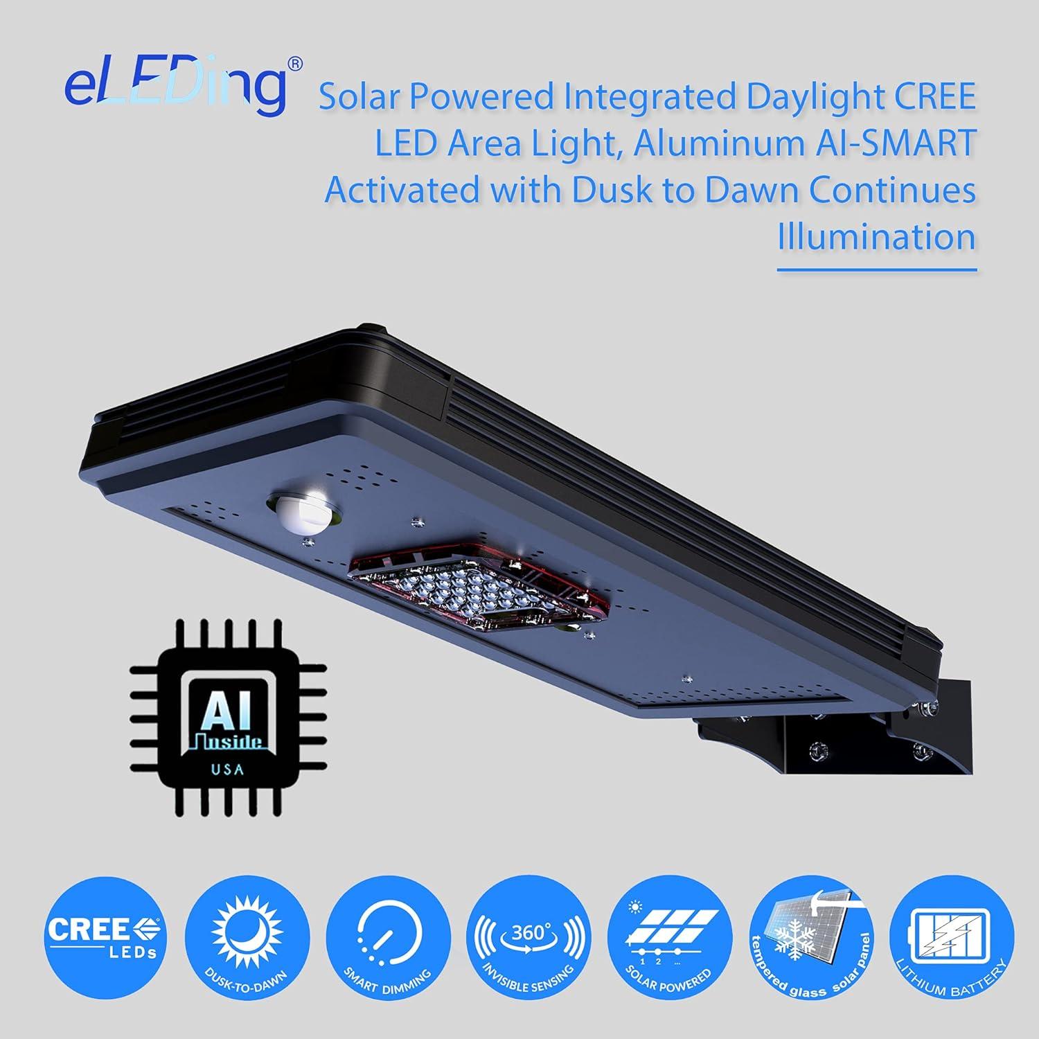 eLEDing Solar Power AI-Smart 1600 Lumens Cree LED Area Parking Light in Black