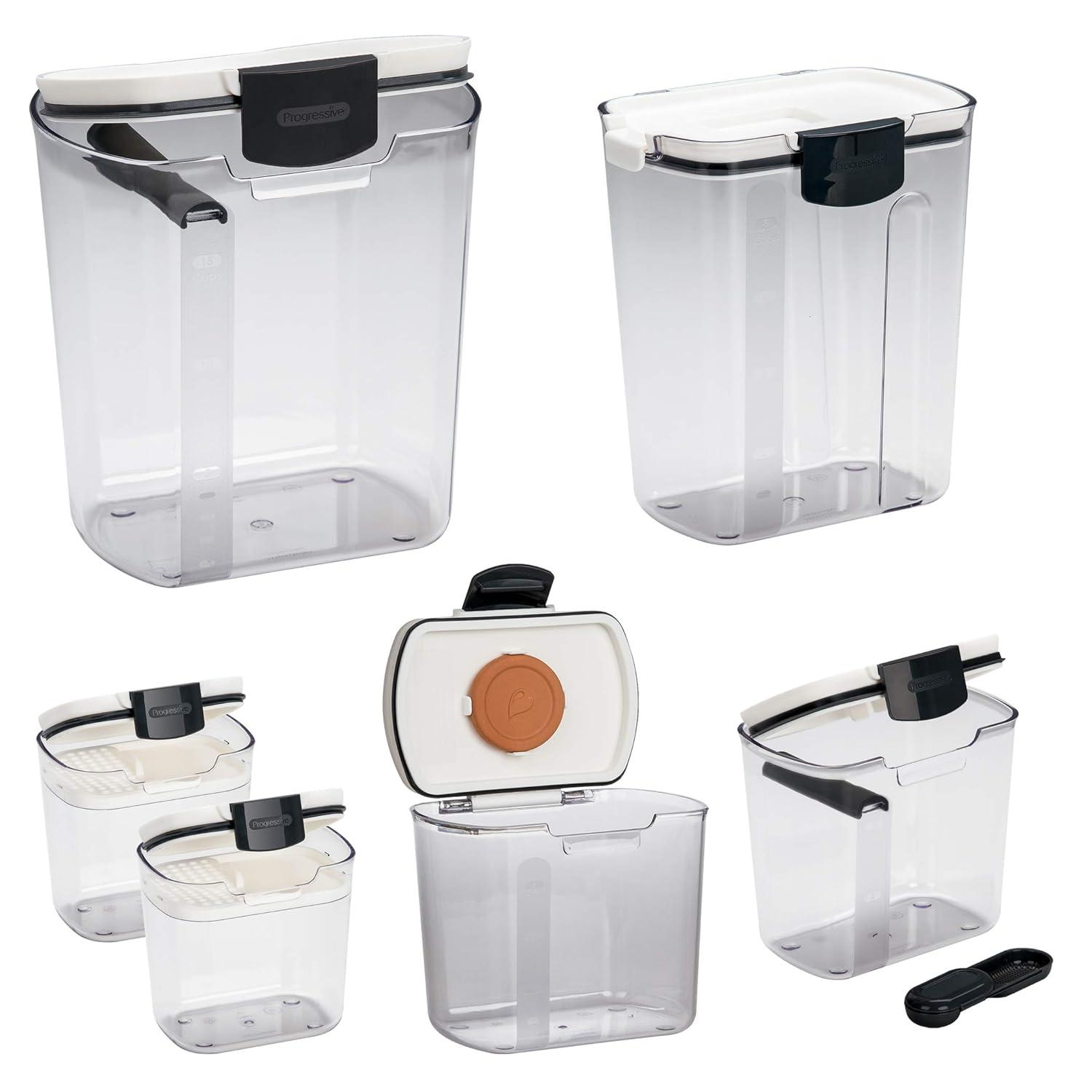 Black Plastic Airtight Kitchen Storage Canister Set, 6-Piece