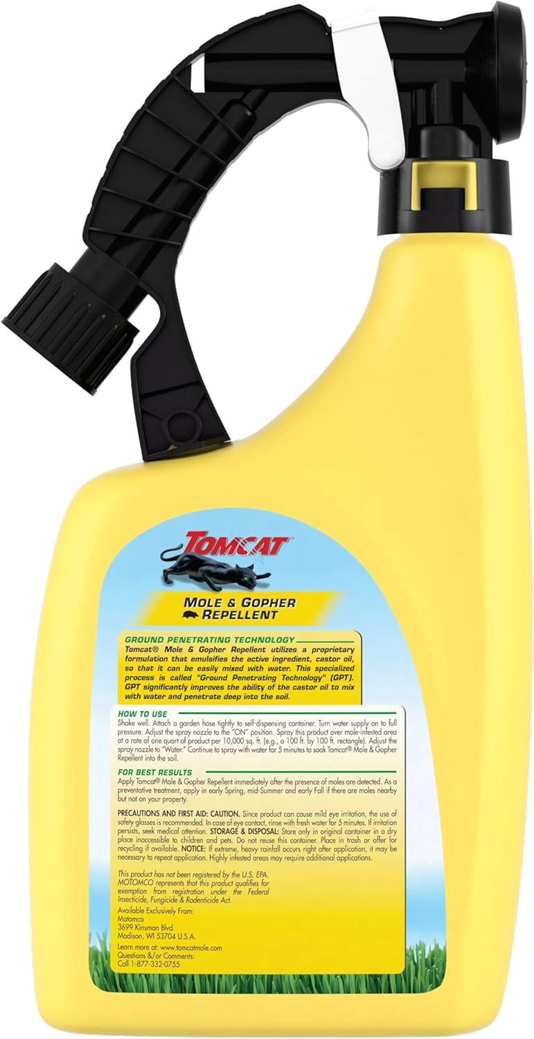 Tomcat Mole & Gopher Repellent Ready-To-Spray, Formulated with Castor Oil, 32 fl. oz.