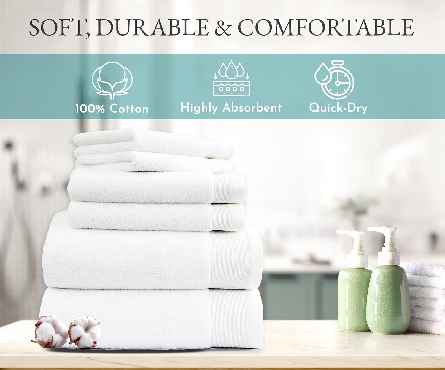 Luxury 100% Cotton Highly Absorbent  Premium Towel Set by California Design Den