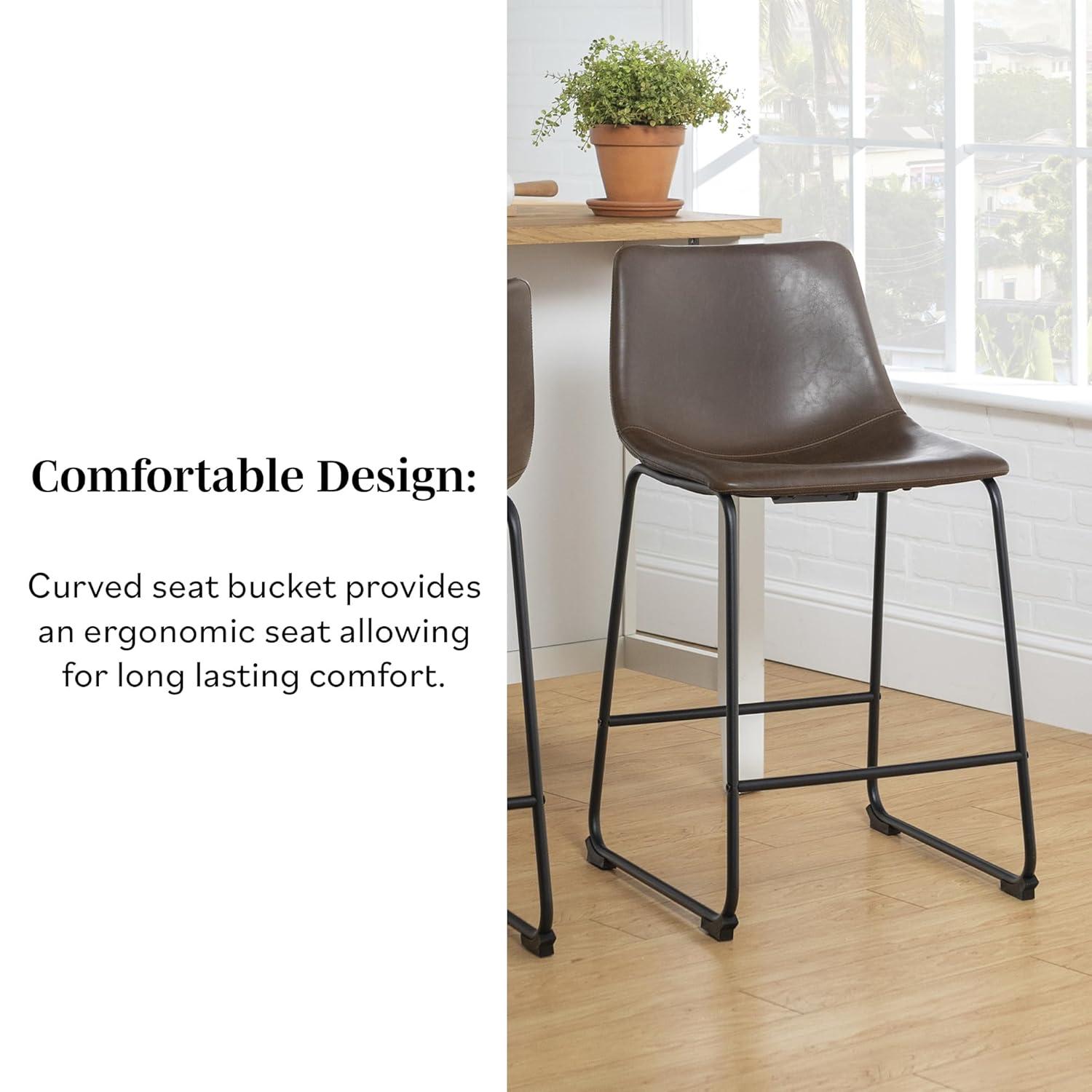 Keighley Upholstered 24.25'' Counter Stool with Metal Frame Jalasha (Set of 2)