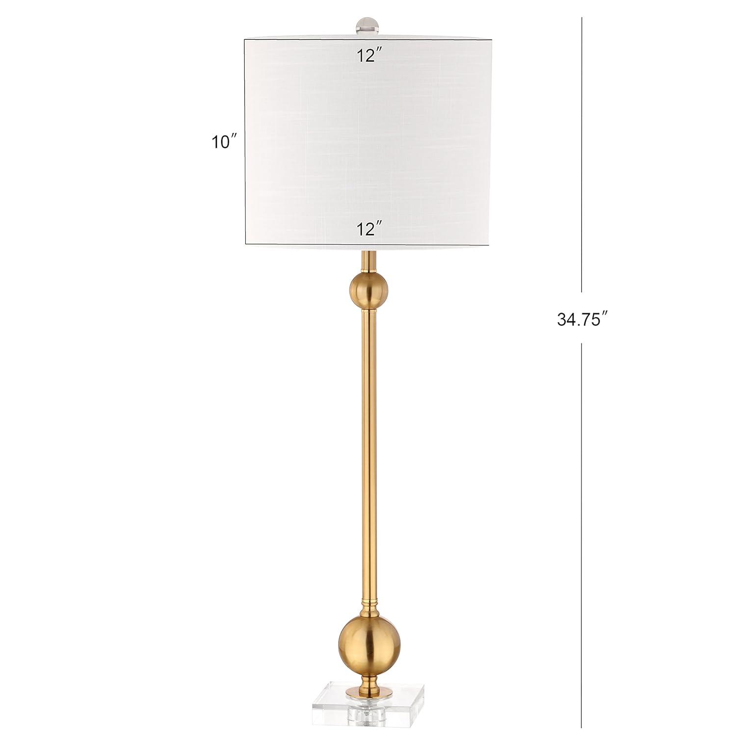 JONATHAN Y JYL2010A-SET2 Set of 2 Table Lamps Hollis 34" Metal LED Table Lamp Modern Contemporary Glam Bedside Desk Nightstand Lamp for Bedroom Living Room Office College Bookcase, Brass