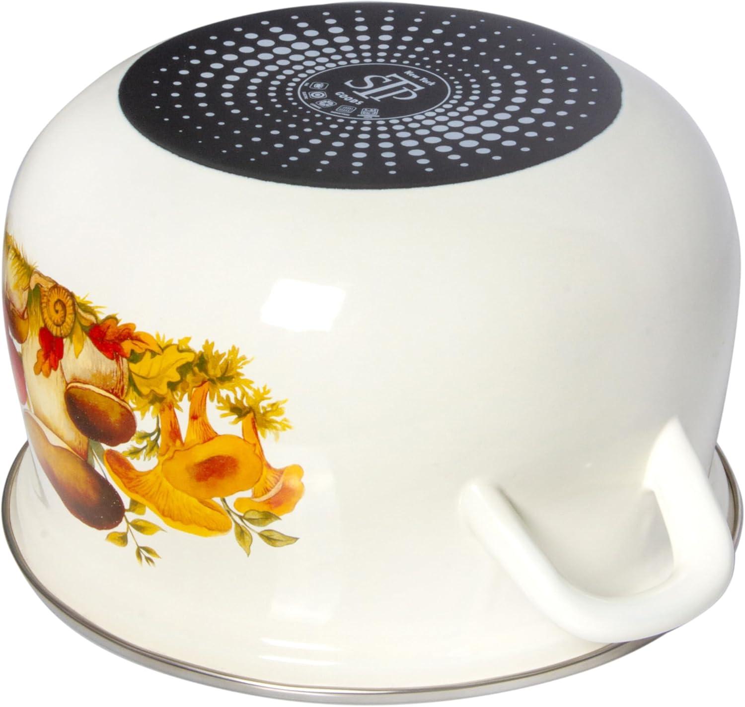 STP Goods Traditional Country Style Mushrooms Belly Deep Casserole Soup Pot with Glass Lid