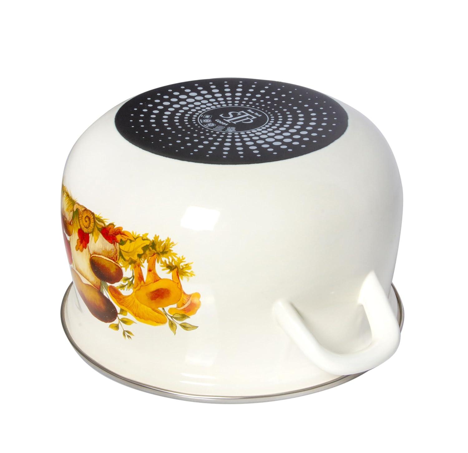 STP Goods Traditional Country Style Mushrooms Belly Deep Casserole Soup Pot with Glass Lid