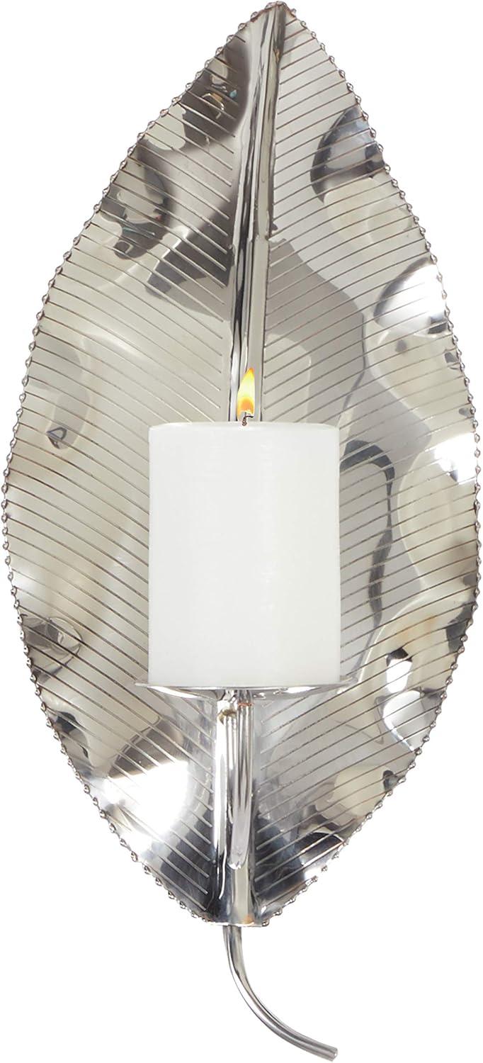 Elegant Silver Leaf-Shaped Stainless Steel Wall Sconce