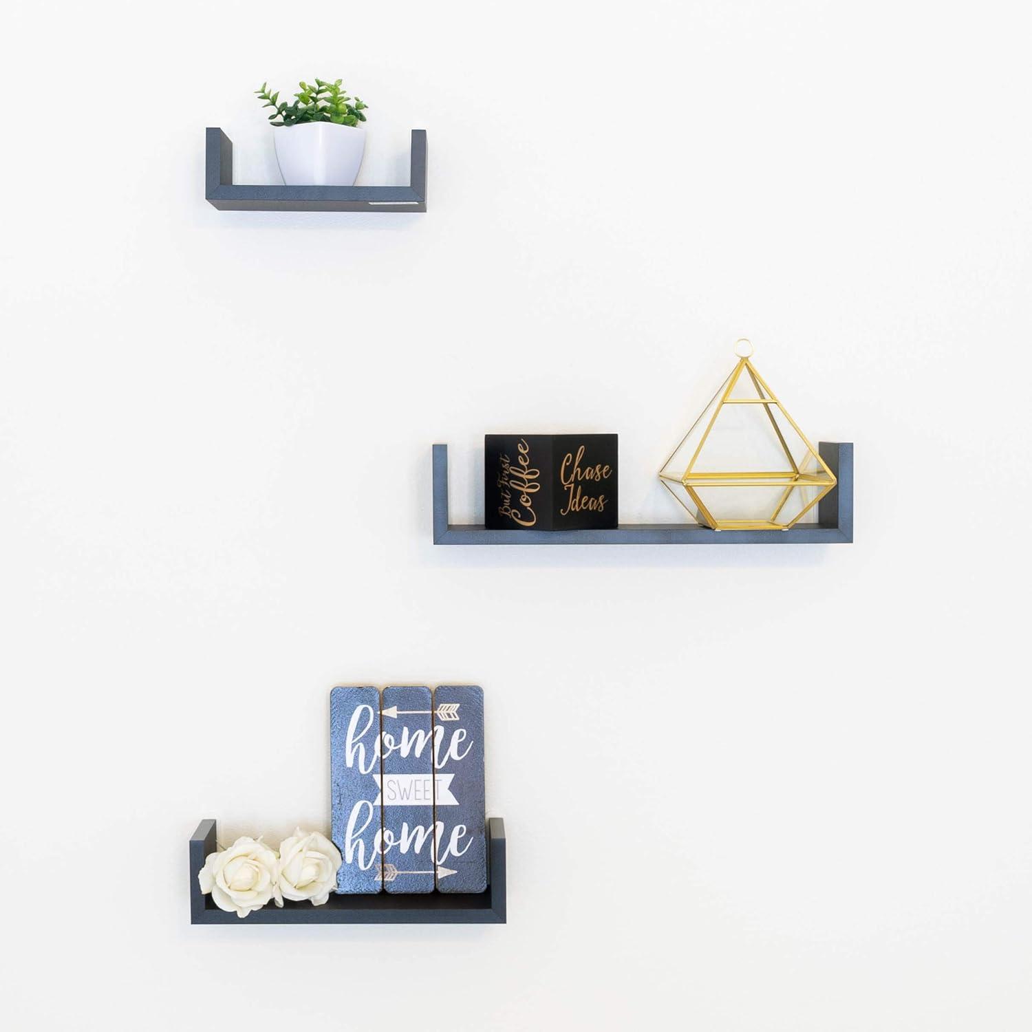 3pc Wall Shelving Set Black - Danya B.: Contemporary Floating Display & Storage
