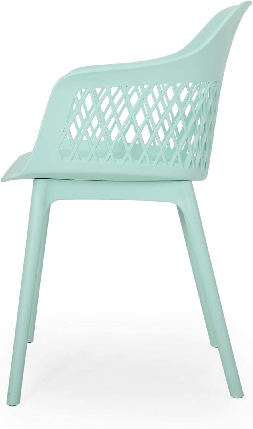 Mint Polypropylene Resin Outdoor Dining Chair Set of 2