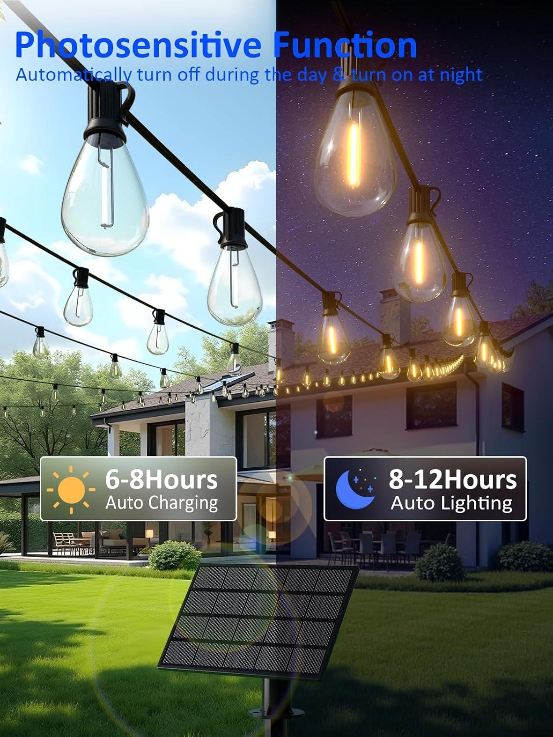 luckystyle 30FT LED Outdoor String Lights with 8+1 Edison Shatterproof Waterproof Bulbs, 2700K Commercial Grade Patio Lights, Heavy Duty Outside Hanging Outdoor Lights for Garden Porch Deck Decor