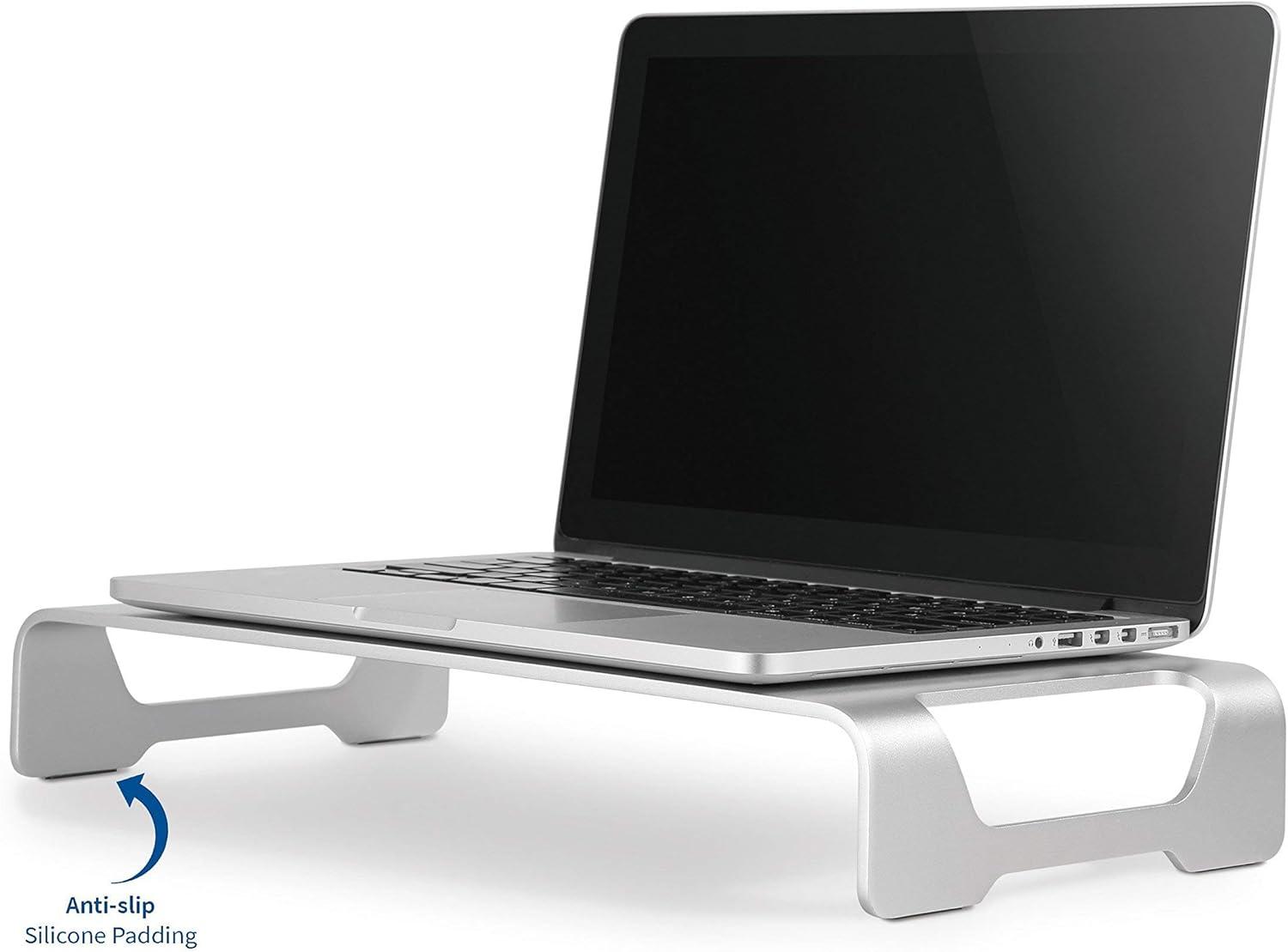 VIVO Silver Aluminum 16" Monitor Riser Ergonomic Desktop Stand Desk Organizer