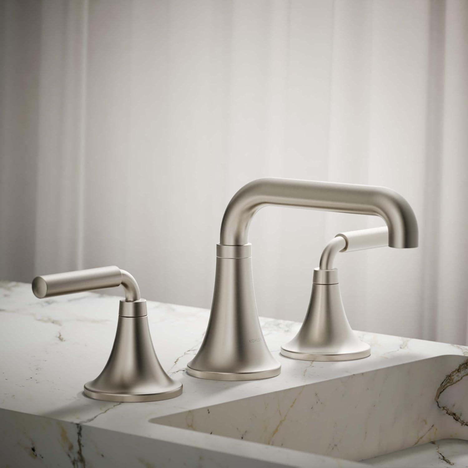 Tone Widespread Bathroom Sink Faucet, Three-Hole Bathroom Faucet with Clicker Drain, 1.2 GPM