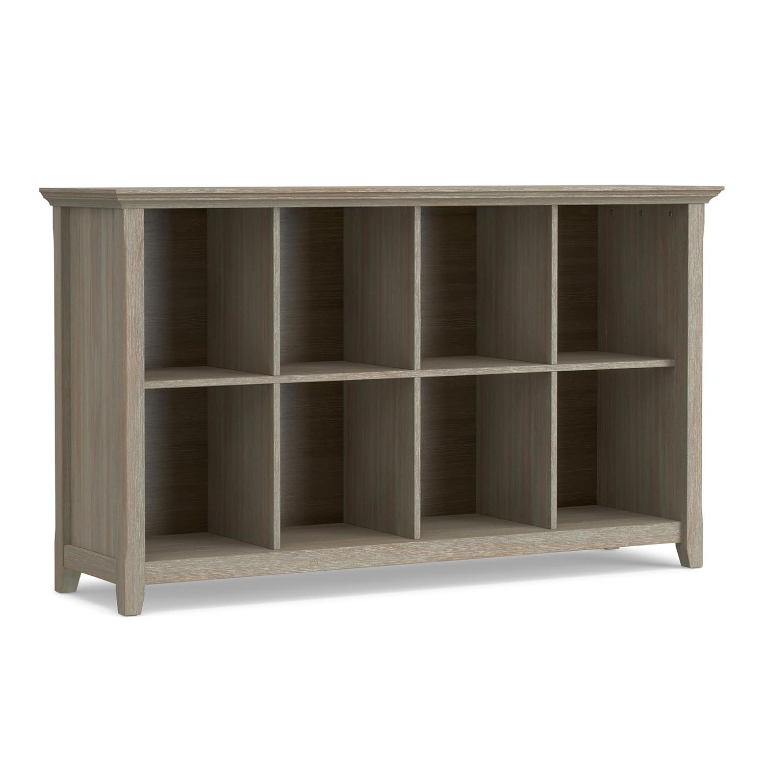 Simpli Home Amherst 57"W Solid Wood Storage Console Table with 8 Cube Storage