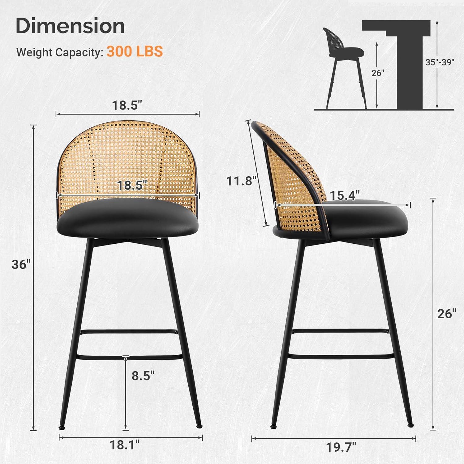 Bay Isle Home™ Cane Back Swivel Upholstered Counter & Bar Stool (Set of 2)