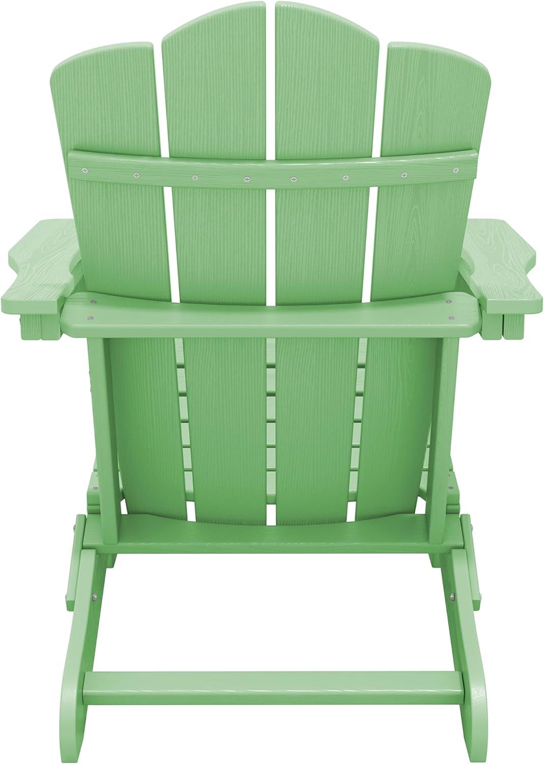 JEAREY Plastic Folding Outdoor Patio Adirondack Chair With Slat Seat Light Green