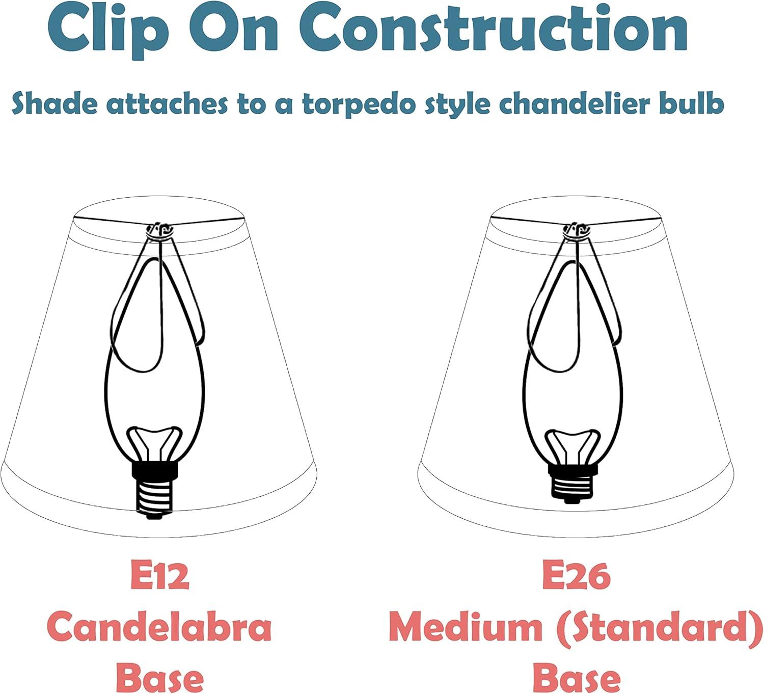 Aspen Creative 32651-2 Small Hardback Empire Shape Chandelier Clip-On Lamp Shade Set (2 Pack), Transitional Design in Grey & Black, 4" bottom width (2 1/2" x 4" x 5")