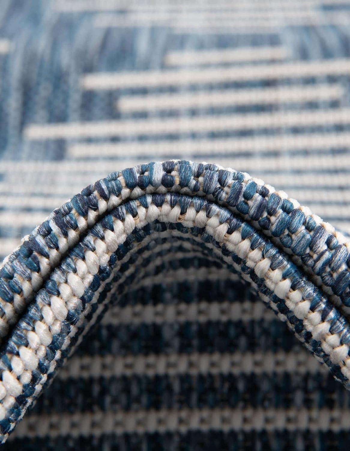 Unique Loom 7' 0 x 7' 0 Square Indoor/Outdoor Modern Blue Area Rug