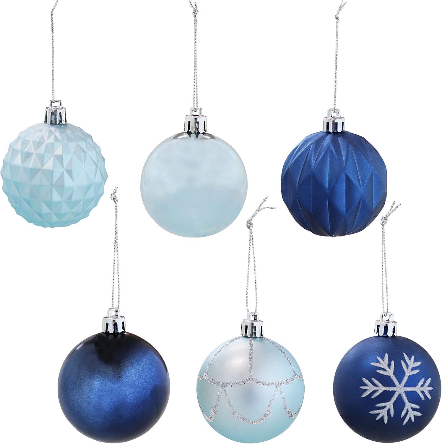 Winter Wonderland Blue and Silver Shatterproof Ornament Set