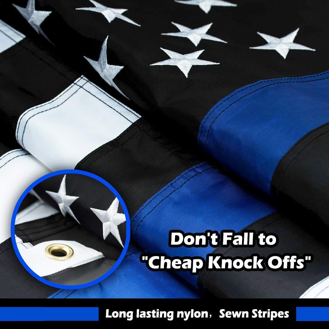 Thin Blue Line Flag United States Policeman Banner Polyester 3x5 Foot Flags Vivid Color and UV Fade Resistant Flag Outdoor Banner