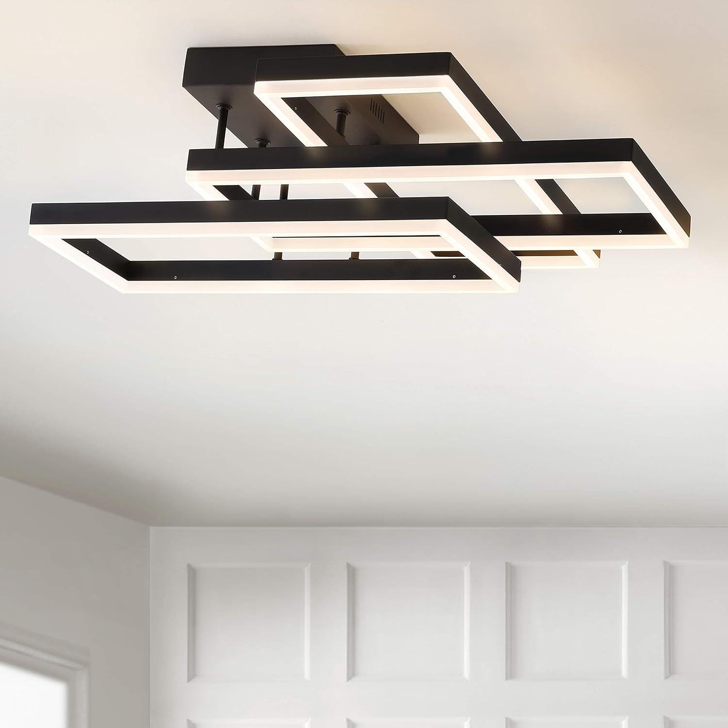 Lumina 28" LED Black Geometric Flush Mount Ceiling Light