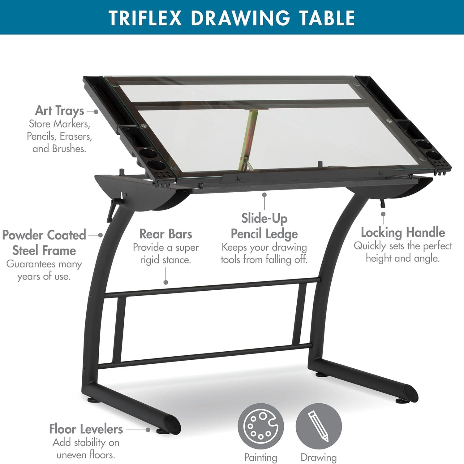 Inbox Zero Cournoyer Glass Drafting Table