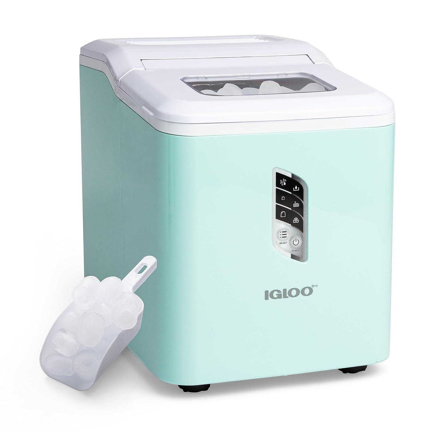 Igloo Automatic Ice Machine Self Cleaning Countertop Ice Maker for Water Bottle & Drinks, Aqua