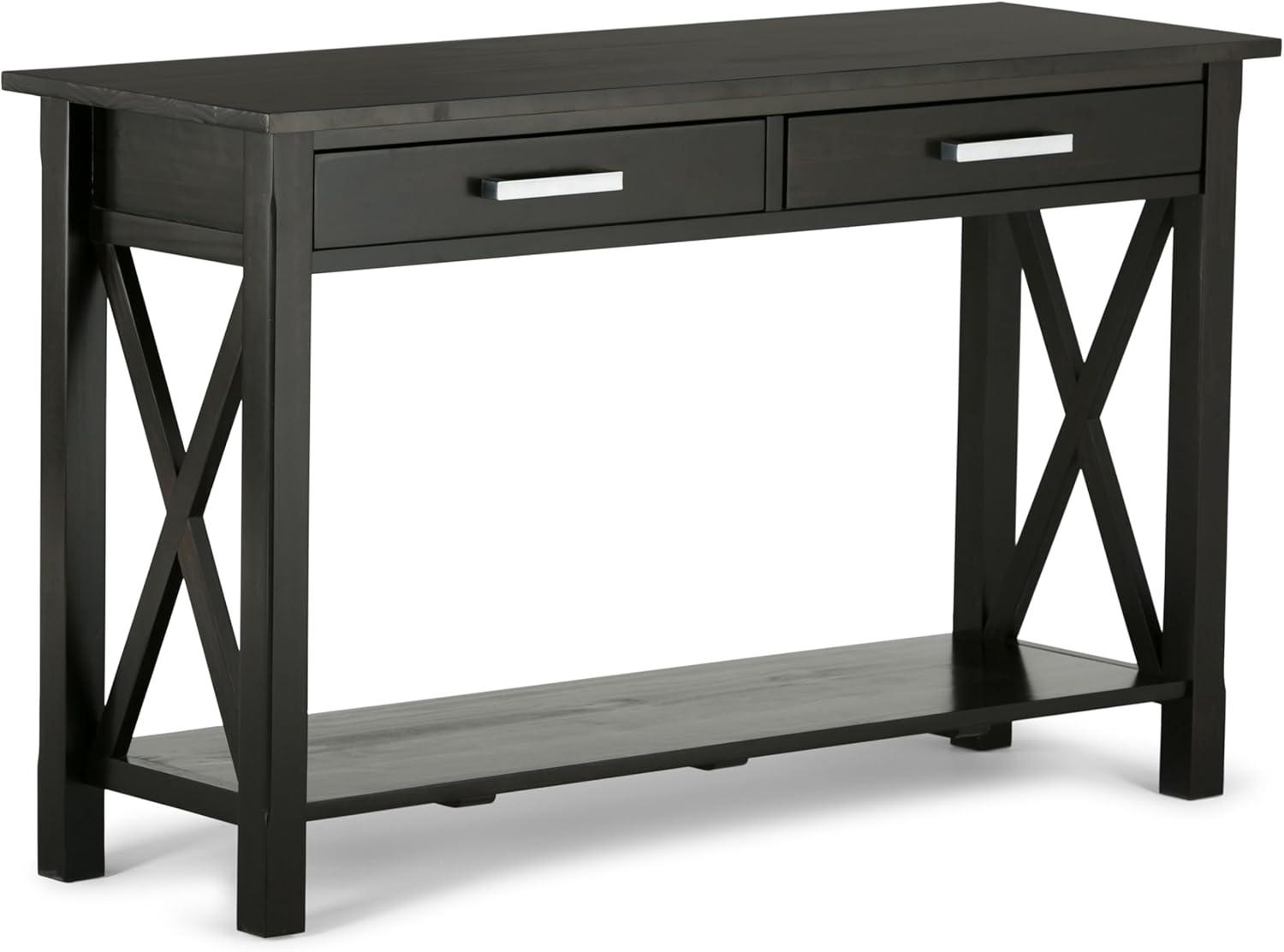 Simpli Home Kitchener 47"W Solid Wood Contemporary Storage Console Table with 2 Drawers and Bottom Storage Shelf