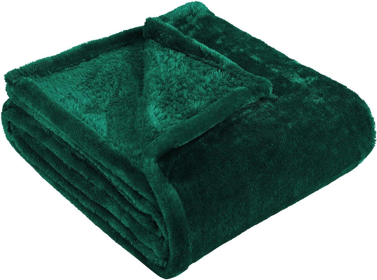 Evergreen Plush Fleece Reversible Throw Blanket