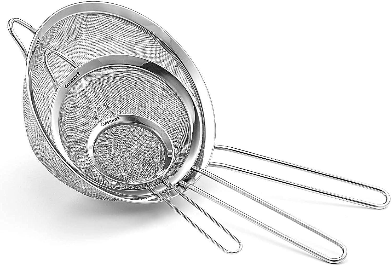 Cuisinart 3 Piece Stainless Steel Mesh Strainer Set for for Sifting, Straining and Draining Vegetables, Pastas, Flour, Tea