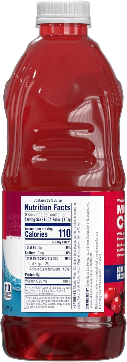 Ocean Spray Cranberry Cocktail Drink with Calcium, 64-Ounce Bottles (Pack of 8)