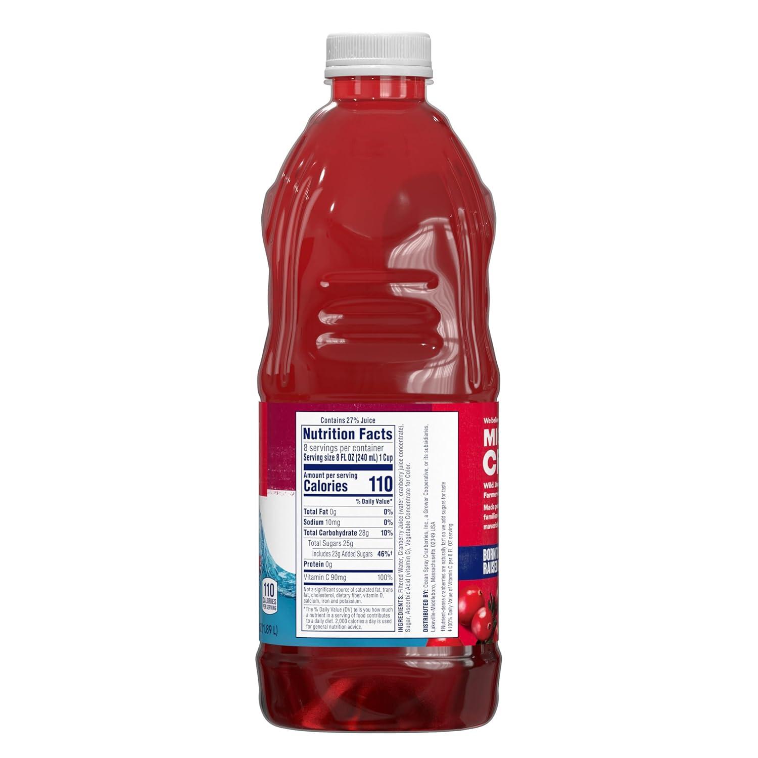 Ocean Spray Cranberry Cocktail Drink with Calcium, 64-Ounce Bottles (Pack of 8)
