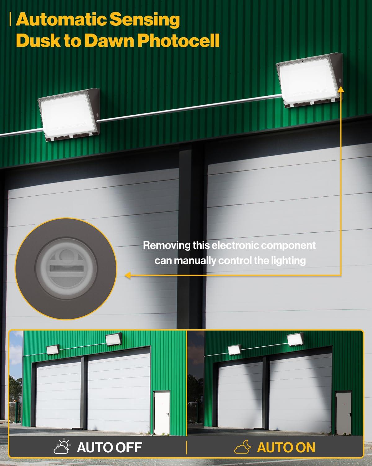 120W LED Wall Pack Light Fixture with Dusk to Dawn, 5000K Daylight Commercial Outdoor Lighting, 0-10V Dimmable 16800LM 600-800W HPS/HID Equiv., UL/DLC Waterproof LED Flood Security Light for Warehouse
